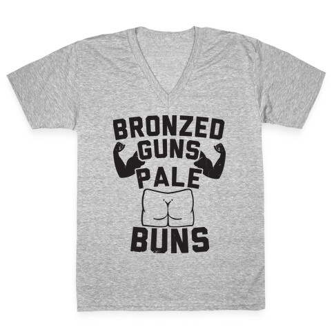 Bronzed Guns Pale Buns V-Neck Tee Shirt