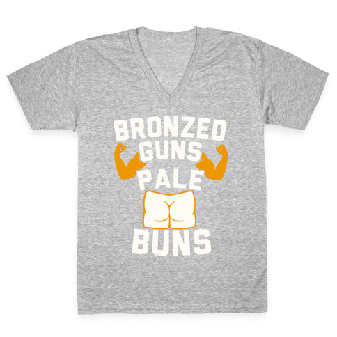 Bronzed Guns Pale Buns V-Neck Tee Shirt