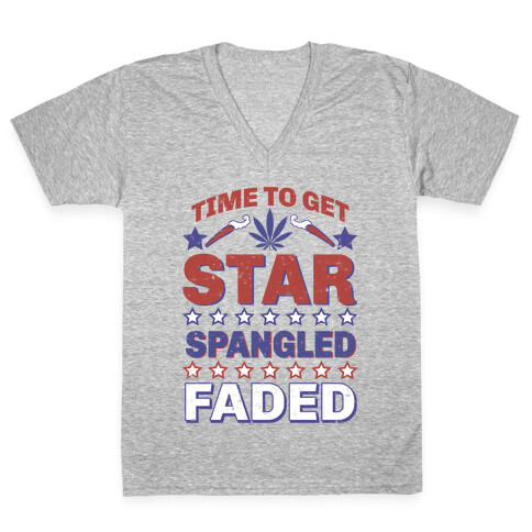 Star Spangled Faded V-Neck Tee Shirt