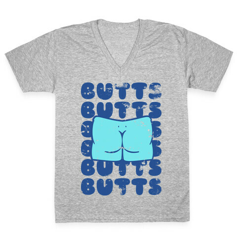 Butts Butts Butts Butts V-Neck Tee Shirt