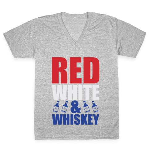 Red, White, & Whiskey V-Neck Tee Shirt