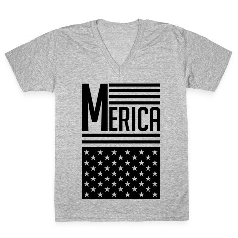 Merican Flag V-Neck Tee Shirt