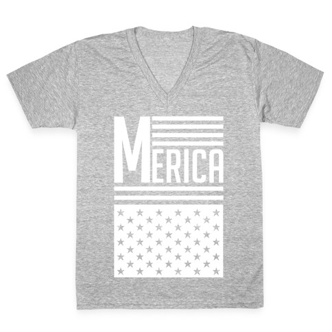 Merican Flag V-Neck Tee Shirt