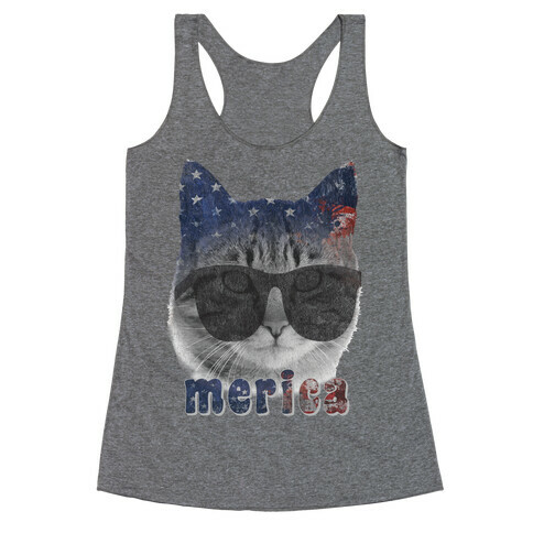 Merica Cat Racerback Tank Top