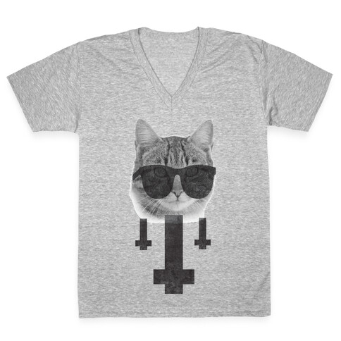 Satan Cat V-Neck Tee Shirt