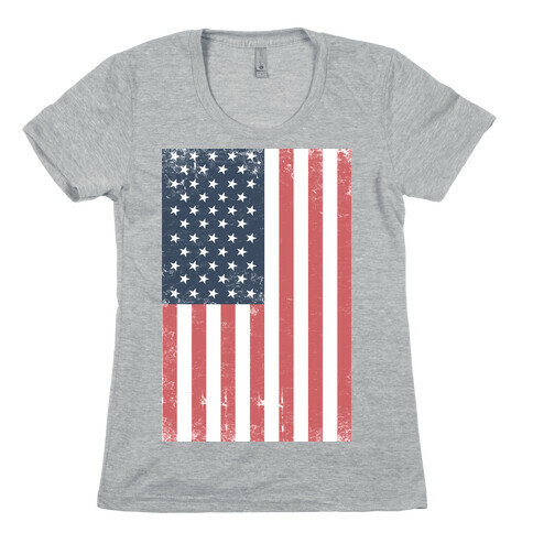 American Flag Distressed Womens T-Shirt