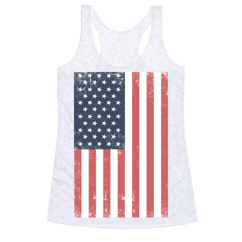 American Flag Distressed Racerback Tank Top