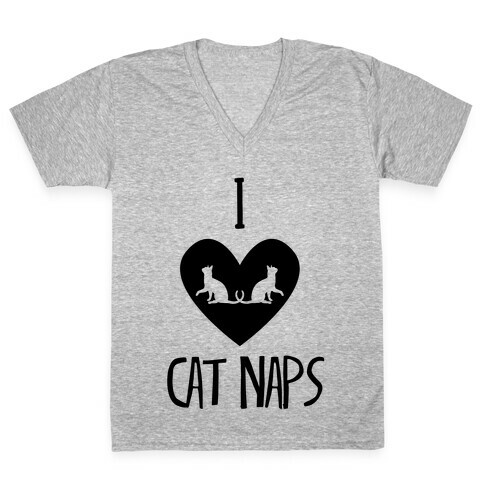 I Love Cat Naps V-Neck Tee Shirt