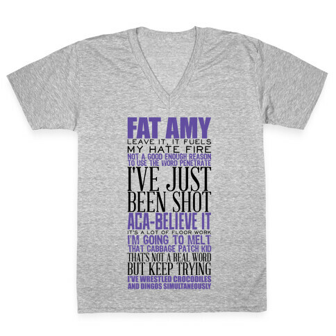 Fat Amy Quotes V-Neck Tee Shirt