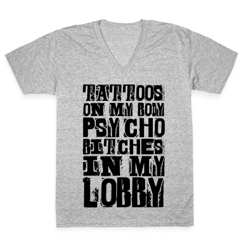 Tattoos On My Body V-Neck Tee Shirt