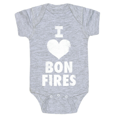 I Heart Bonfires (White Ink) Baby One-Piece