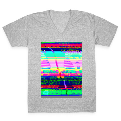 Glitch Art V-Neck Tee Shirt