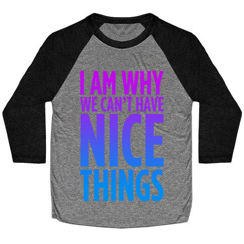 I am Why We Can't Have Nice Things Baseball Tee