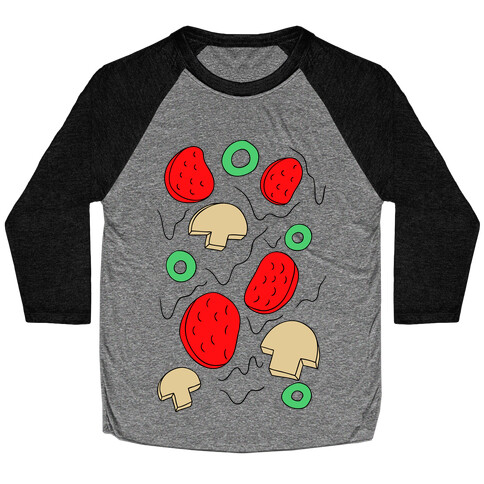 Pizza Toppings Baseball Tee