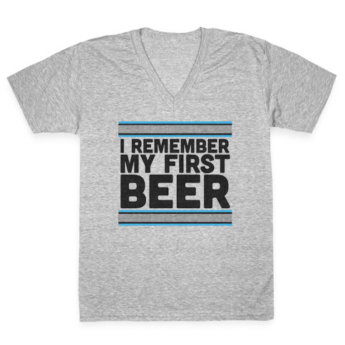 I Remember My First Beer V-Neck Tee Shirt