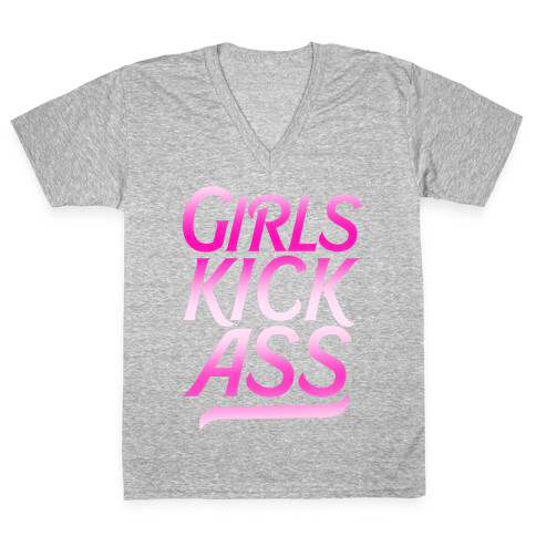 Girls Kick Ass V-Neck Tee Shirt