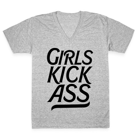 Girls Kick Ass V-Neck Tee Shirt