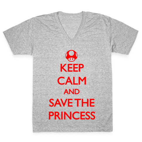 Keep Calm And Save The Princess V-Neck Tee Shirt