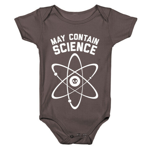 May Contain Science (White Ink) Baby One-Piece