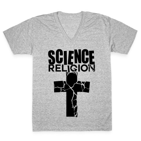 Science Crushes Religion V-Neck Tee Shirt