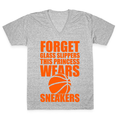 This Princess Wears Sneakers (Basketball) V-Neck Tee Shirt