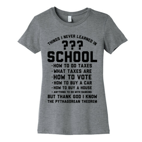 Things I Never Learned In School Womens T-Shirt