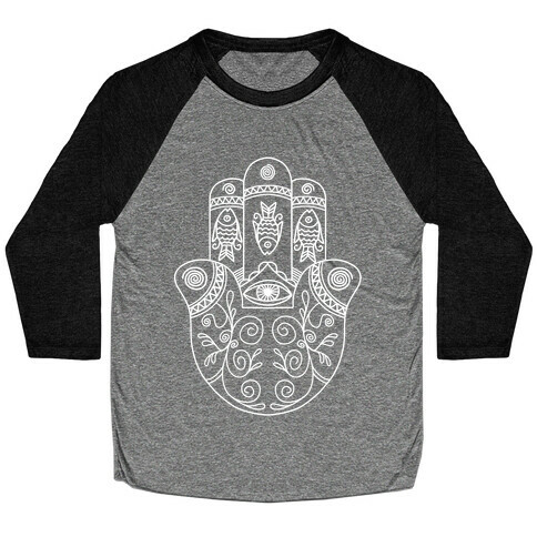 White Hamsa Baseball Tee