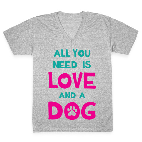 Love And A Dog V-Neck Tee Shirt