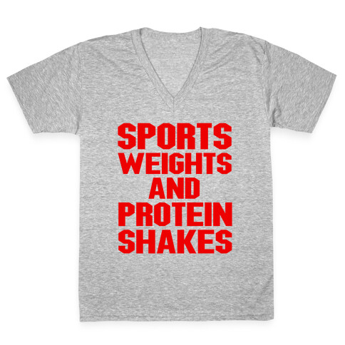 Sports Weights and Protein Shakes V-Neck Tee Shirt