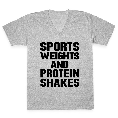 Sports Weights and Protein Shakes V-Neck Tee Shirt