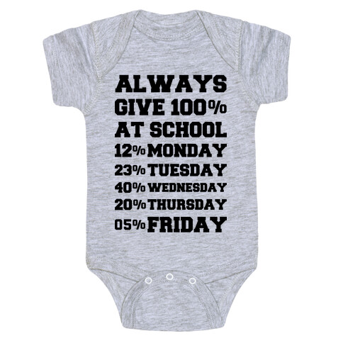 Always Give One Hundred Percent at School Baby One-Piece