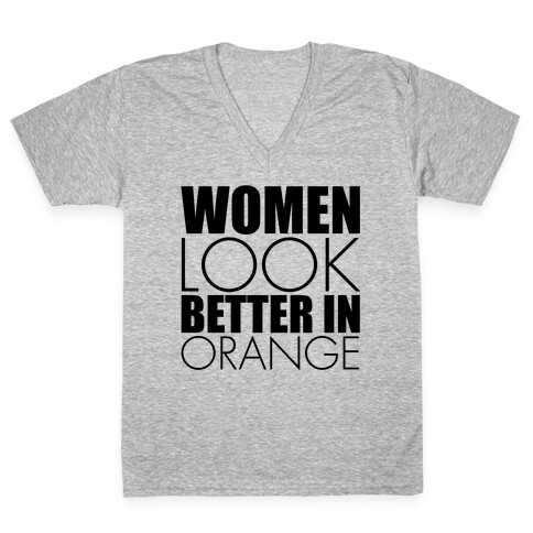 Women Look Better In Orange V-Neck Tee Shirt