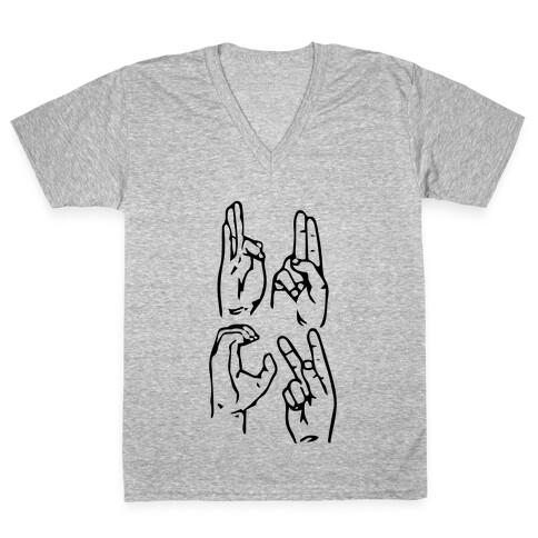 Sign Language F.U.C.K. V-Neck Tee Shirt