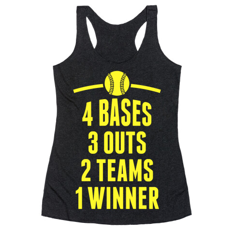 4 Bases, 3 Outs, 2 Teams, 1 Winner (Softball) Racerback Tank Top