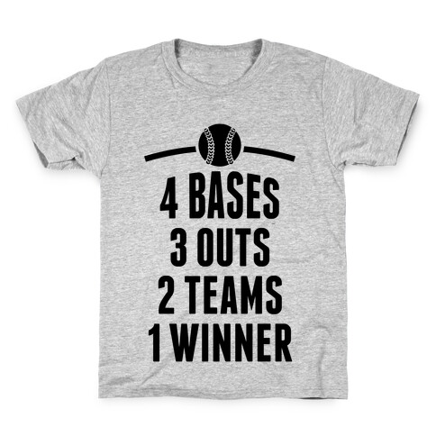 4 Bases, 3 Outs, 2 Teams, 1 Winner (Softball) Kids T-Shirt