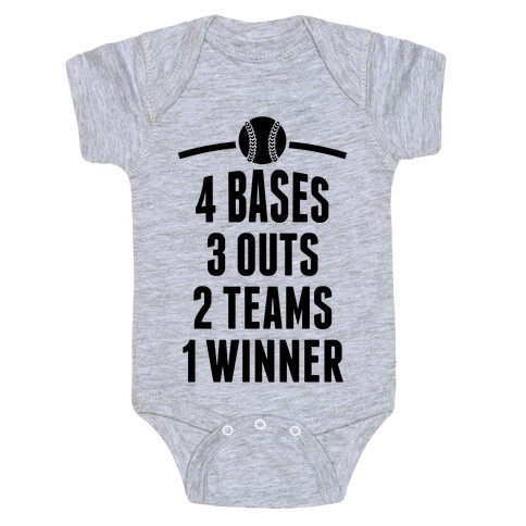 4 Bases, 3 Outs, 2 Teams, 1 Winner (Softball) Baby One-Piece