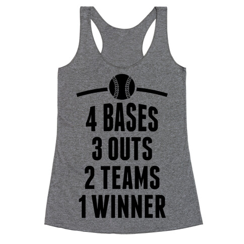 4 Bases, 3 Outs, 2 Teams, 1 Winner (Softball) Racerback Tank Top