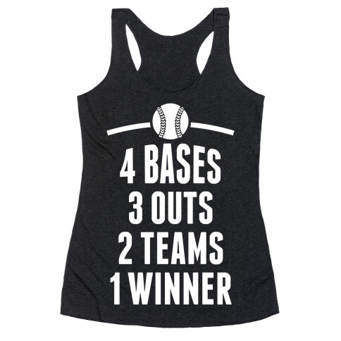 4 Bases, 3 Outs, 2 Teams, 1 Winner (Baseball) Racerback Tank Top