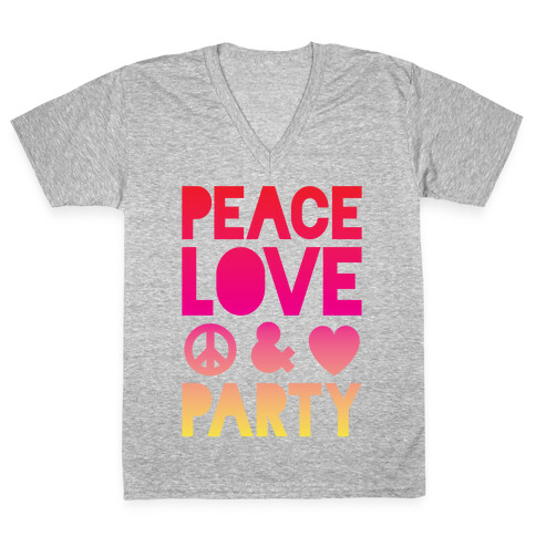 Peace Love & Party V-Neck Tee Shirt