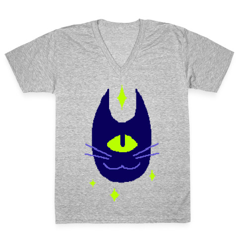 Pixel Cyclops Cat V-Neck Tee Shirt