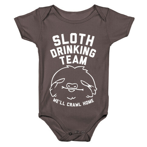 Sloth Drinking Team (White Ink) Baby One-Piece