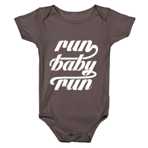 Run Baby Run (White Ink) Baby One-Piece