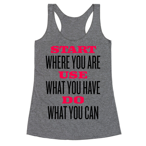 Start, Use, Do Racerback Tank Top