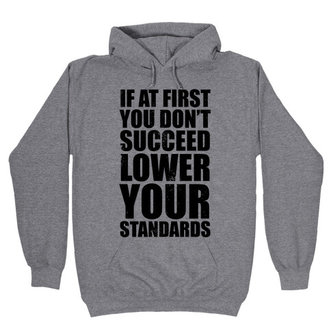 If At First You Don't Succeed, Lower Your Standards Hooded Sweatshirt