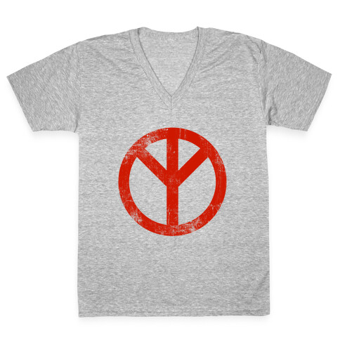 Reversed Peace Sign (Vintage) V-Neck Tee Shirt