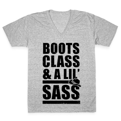 Boots, Class, & A Lil' Sass (Vintage) V-Neck Tee Shirt