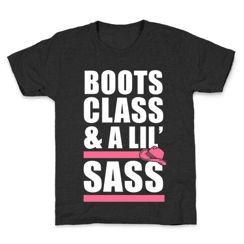 Boots, Class, & A Lil' Sass (White Ink) Kids T-Shirt