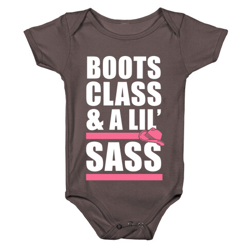 Boots, Class, & A Lil' Sass (White Ink) Baby One-Piece