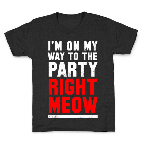 I'm On My Way To The Party Right Meow Kids T-Shirt