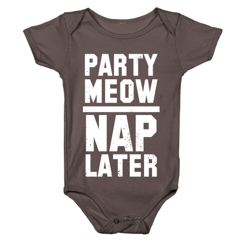 Party Meow Nap Later (Vintage) Baby One-Piece